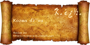 Kozma Éva névjegykártya